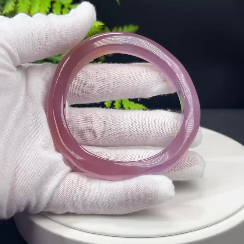 優質 帝王紫瑪瑙手鐲 60MM 高冰透凈體起剛聚寶盆一線天 隨形扭扭 - 手鍊/手環 - 半寶石 紫色