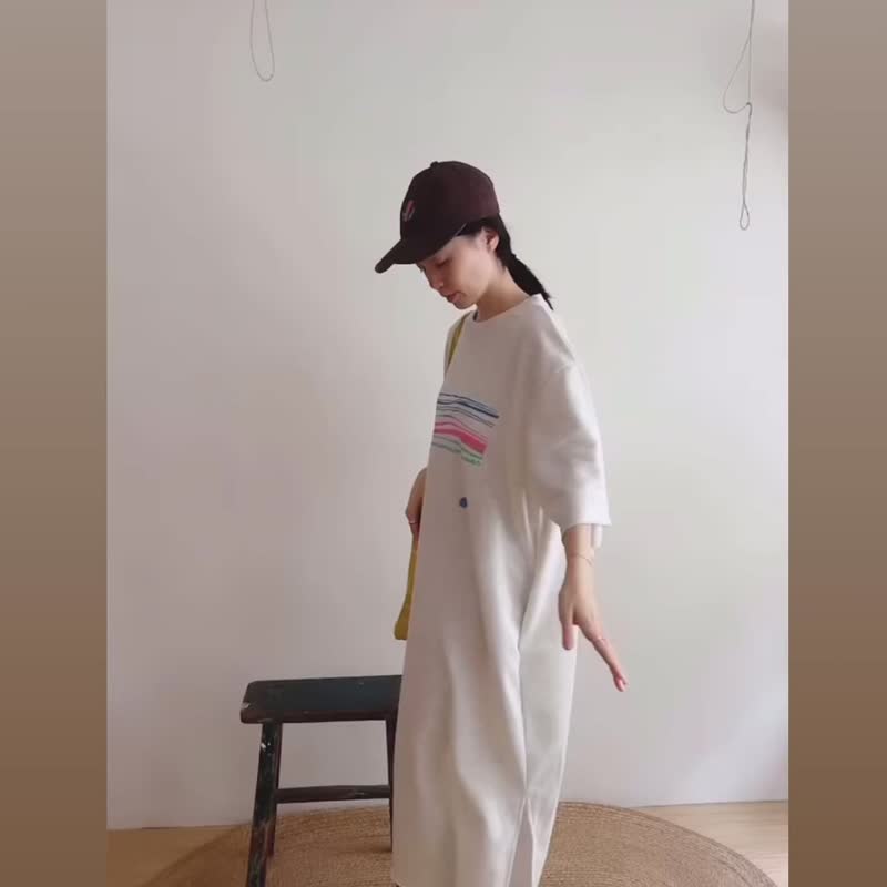 Loose fit, raw hem, printed cotton, three-quarter sleeves: puppy, Little kitten circles, Beautiful mountain ridge - เสื้อผู้หญิง - ผ้าฝ้าย/ผ้าลินิน 