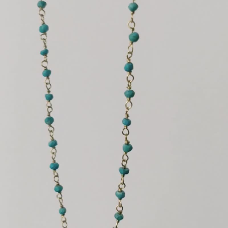 SV925Gold Whole Tiny Turquoise Choker Necklace, Adjustable, December - สร้อยติดคอ - คริสตัล สีเขียว