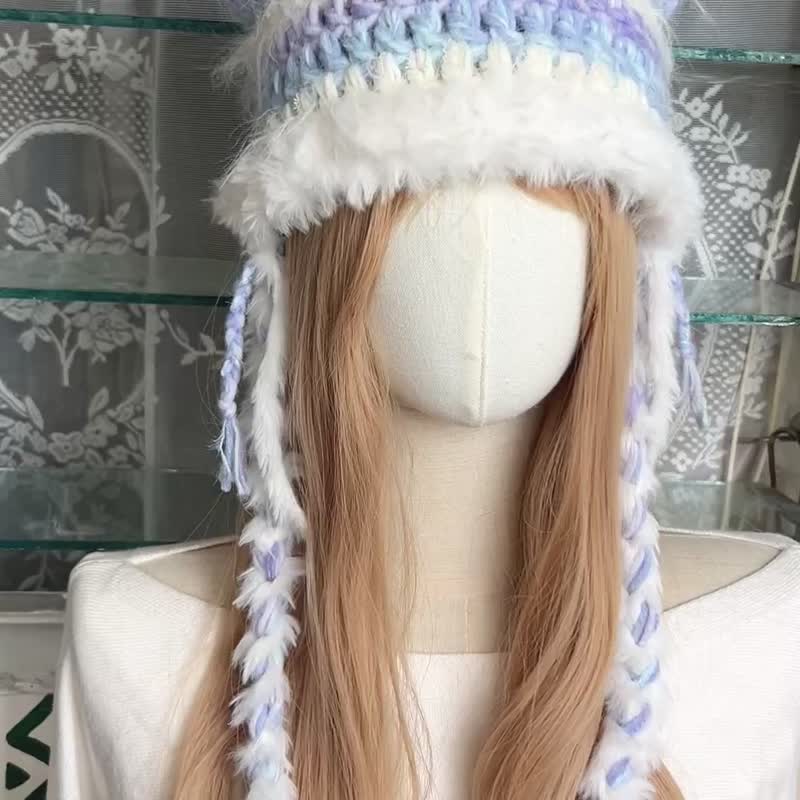 鉤織貓貓帽 鈎織冷帽 編織帽 鈎織帽 帽子 貓貓帽 - 帽子 - 其他材質 