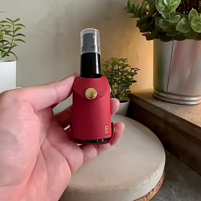義大利磨砂 -亮紅色- 酒精瓶/香水瓶-隨身掛 - 水壺/水瓶 - 真皮 