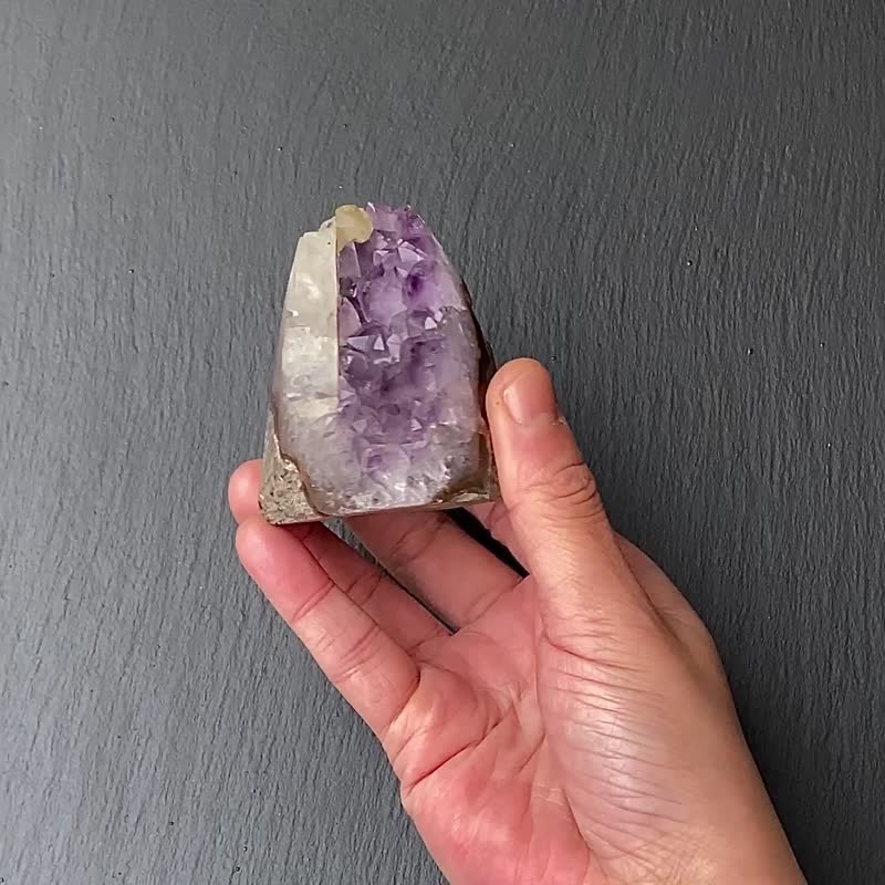 招財開運-天然異象夢幻紫 紫晶鎮共生方解石 快速出貨 風水擺件 - 擺飾/家飾品 - 水晶 多色