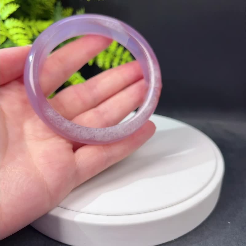 紫色景觀爆晶瑪瑙手鐲64MM 一線天聚寶盆共生水晶手環 靈性親和力 - 手鍊/手環 - 半寶石 紫色
