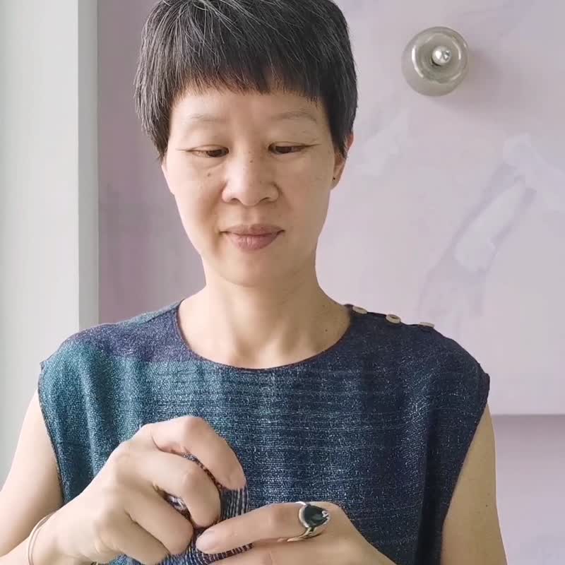 Handwoven by Carina | 手織純亞麻小圍巾 - 圍巾/披肩 - 棉．麻 藍色