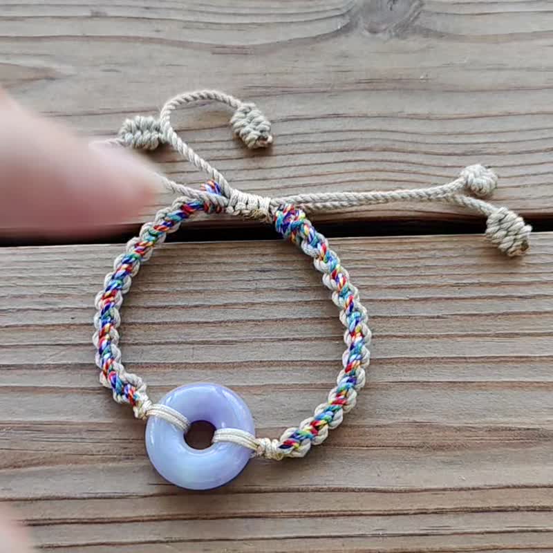 【親翠】天然翡翠 冰妖紫甜甜圈平安釦簡單有型手環 - 手鍊/手環 - 玉石 紫色