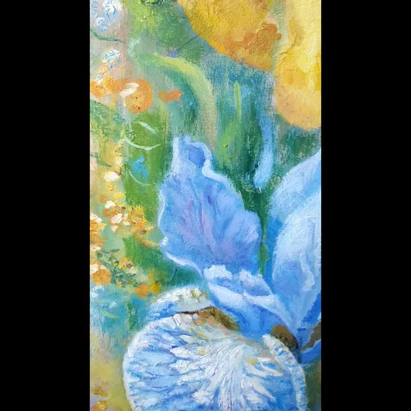 画花鸢尾花 用鲜花绘画 Irises Painting Flower Original Art Floral Oil Canvas Artwork 油畫原作