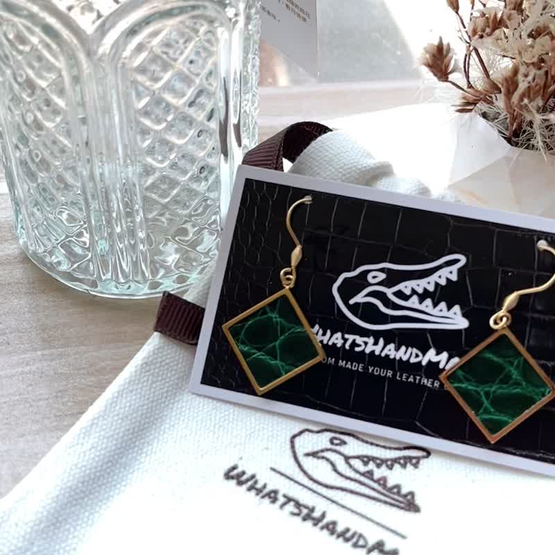 Crocodile leather earrings - Earrings & Clip-ons - Genuine Leather Multicolor