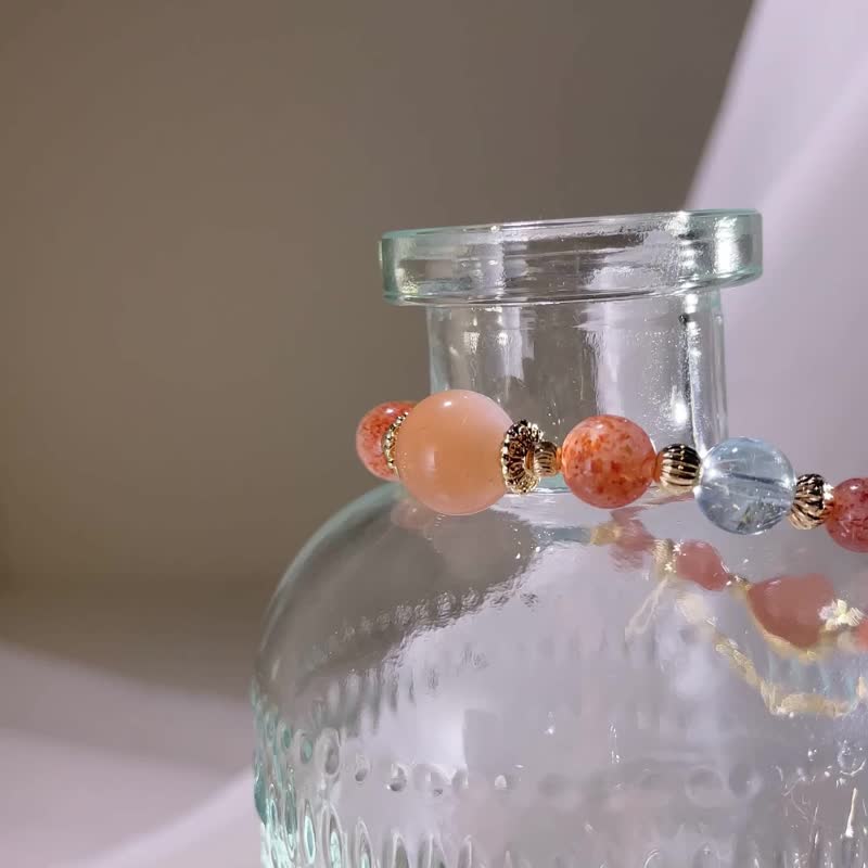 人気|サンストーン|オレンジムーンストーン|シトリン|トパーズ|銅金メッキパーツ|クリスタルブレスレット|A50-1 - ブレスレット - クリスタル オレンジ