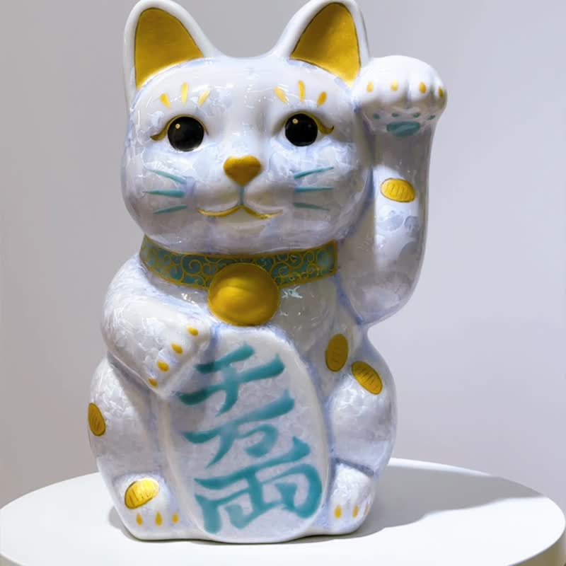 【瑞紫金輝】日本清水燒招財貓 | 花結晶 藤 体小判 - 千万両 特 - 擺飾/家飾品 - 瓷 紫色
