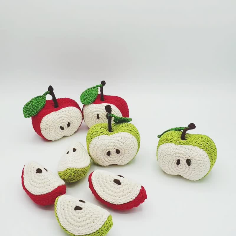 デジタル】半分のリンゴ |あみぐるみフルーツかぎ針編みパターン PDF