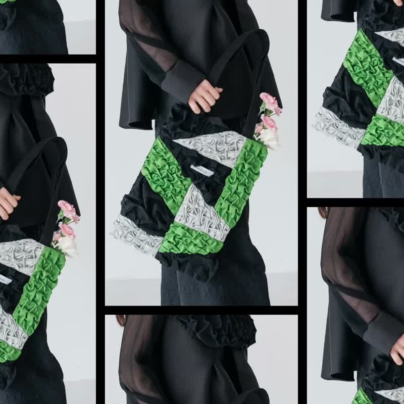 Smocking Tote Bag 01 - 手提包/手提袋 - 棉．麻 綠色