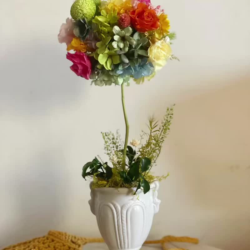 【花訴花藝】糖果花球樹 / 開幕花禮/迎賓花禮/升遷桌花/祝賀盆花 - 乾燥花/永生花 - 植物．花 多色
