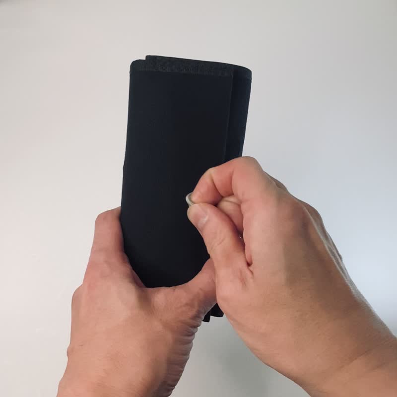 三折筆盒 大容量型 - 鉛筆盒/筆袋 - 棉．麻 黑色