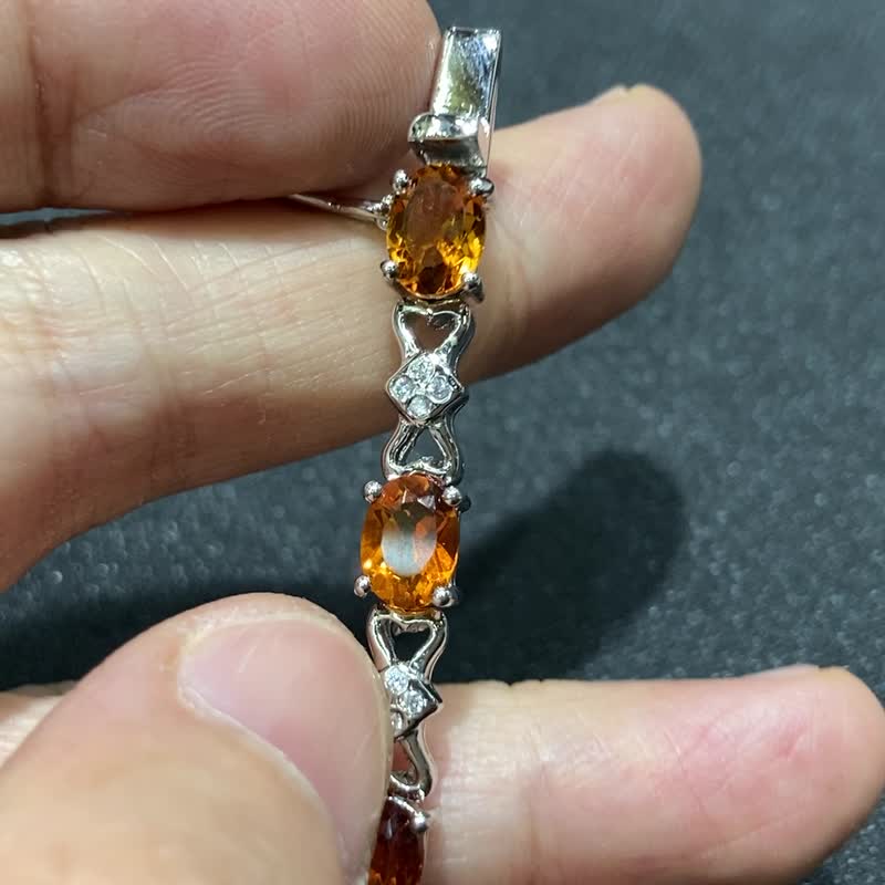 天然 黃水晶 手鍊 印度製 925純銀 手工製 - 手鍊/手環 - 水晶 橘色