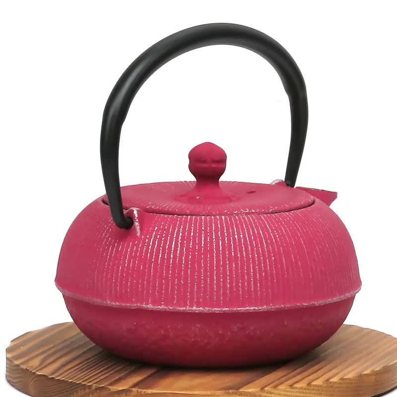 南部鐵器 茶壺 平丸千筋 0.3L 銀粉紅色 日本製 - 茶壺/茶杯/茶具 - 其他金屬 粉紅色