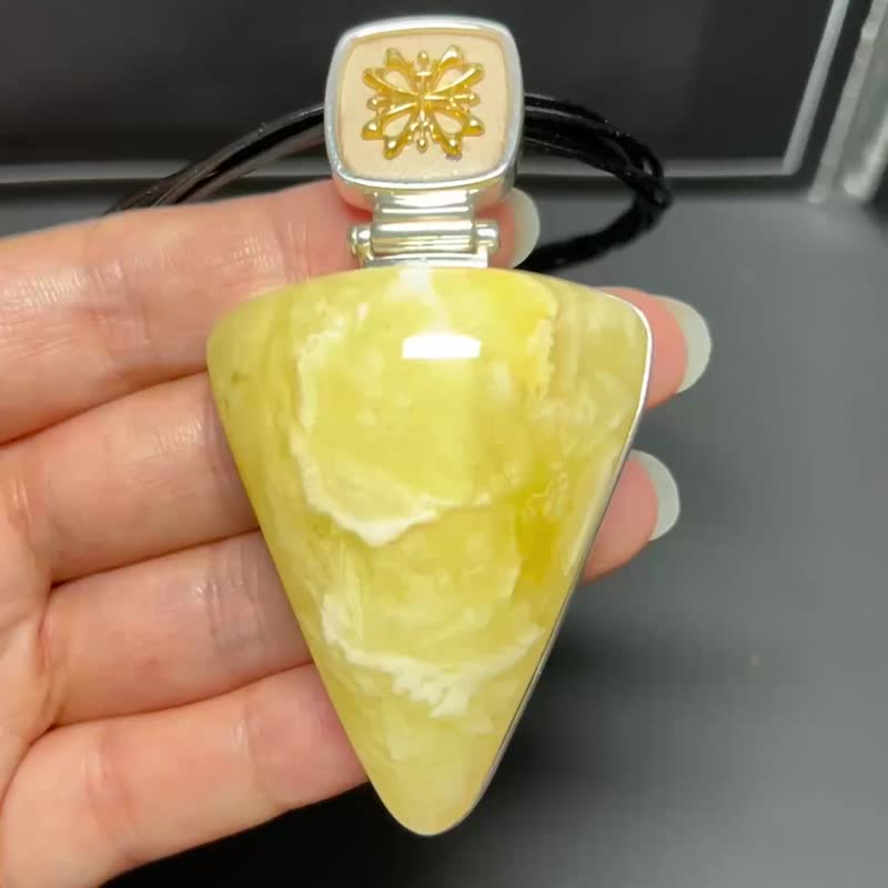 天然波羅的海蜜蠟吊墜 俄料白花蜜 成色好 s925銀鑲嵌 - 項鍊 - 水晶 