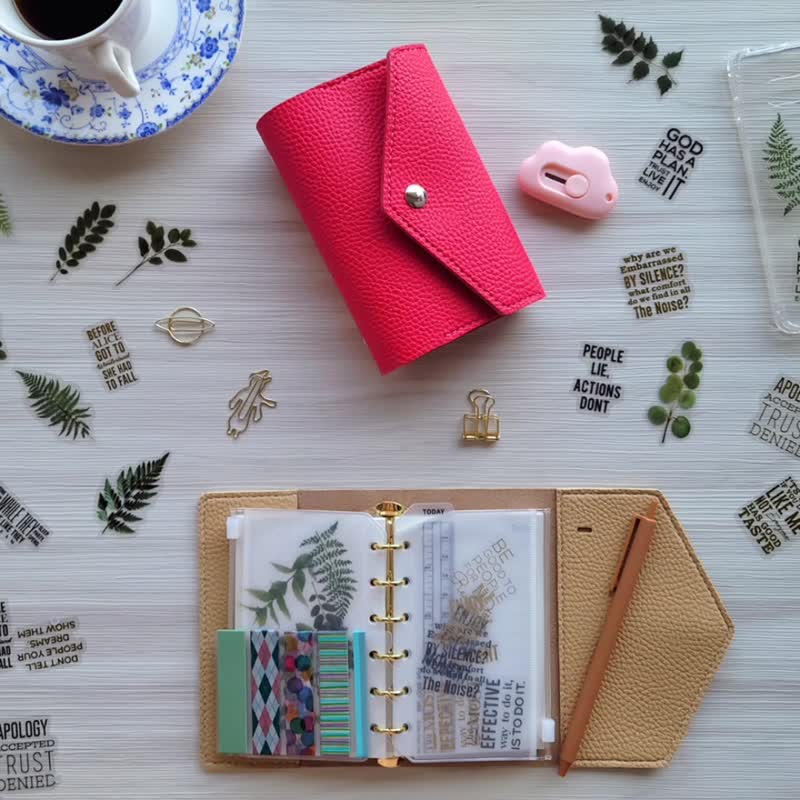 2024 A7 Handcrafted Planner Account Book 12 Journaling Supplies Barbiecore - สมุดบันทึก/สมุดปฏิทิน - หนังเทียม หลากหลายสี