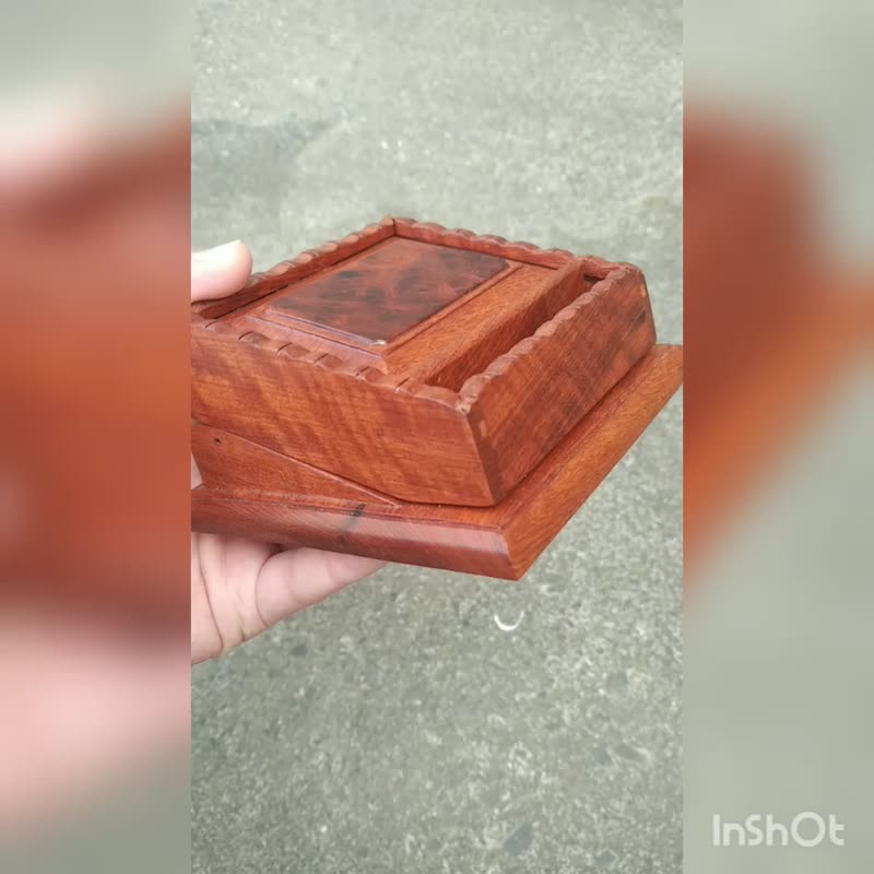 4.5 In Pop-Up Cigarette Case Made From Burmese Rosewood,Table Cigarette Storage - Storage - Wood 