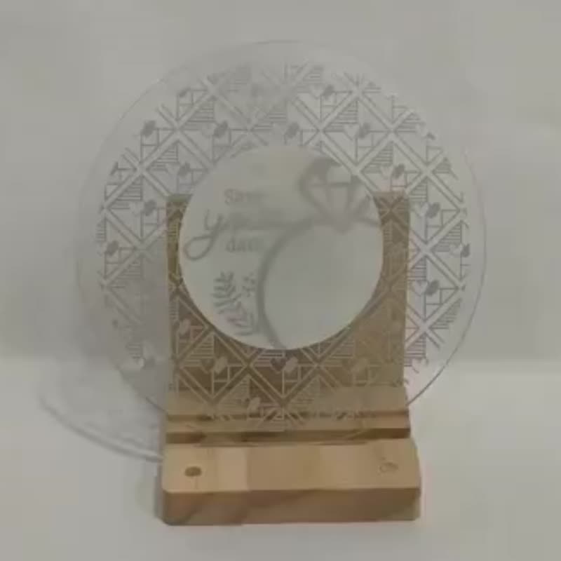 壓克力 LED 婚禮邀請卡 圓形白金Save the date戒指 含紙信封 - 卡片/明信片 - 壓克力 金色