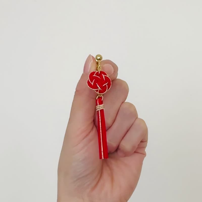 ☆❤️ ピアス　水引　イヤリング　和装　　タッセル　着物 和風】花札&タッセルピアス（イヤリング）（桜）【着物】【浴衣