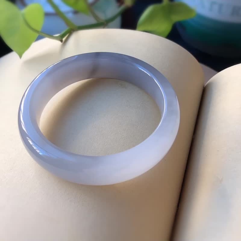天然和田玉紫羅蘭手鐲 圈口58.5mm 超級冰紫料 - 手鍊/手環 - 玉石 