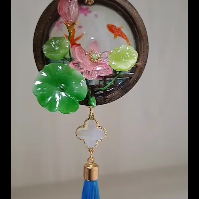 中秋禮品【夏日清荷】~禁步 ∕ 車用吊飾 ∕包包掛飾 - 吊飾/掛飾 - 其他材質 藍色