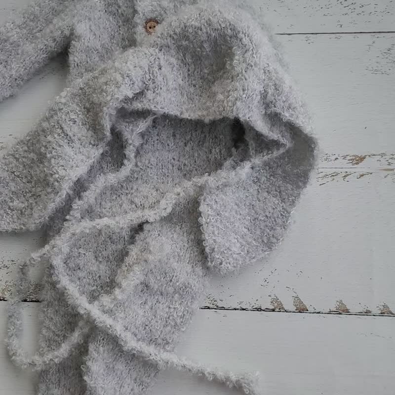 4 colors! Boucle Newborn bunny Hat with romper/ Easter props - 嬰兒手鍊/飾品 - 羊毛 多色