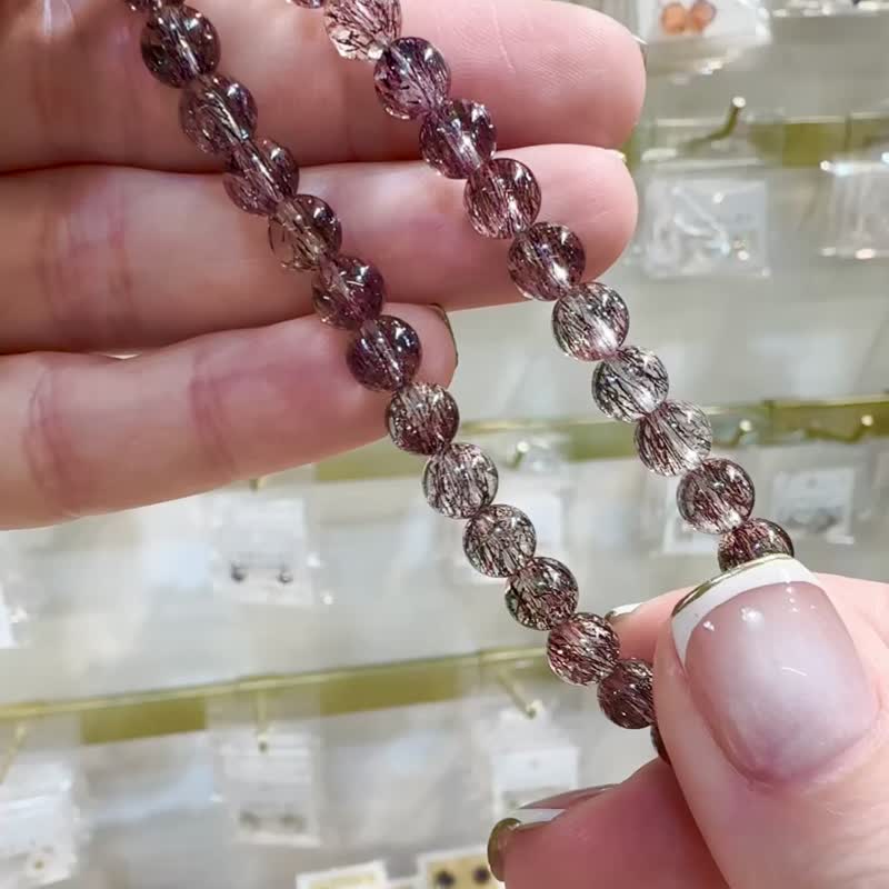 畢業超七稀有黑紅超七6mm9.21g爆閃煙花彼岸花超玻璃A體三輪骨幹 - 手鍊/手環 - 水晶 黑色