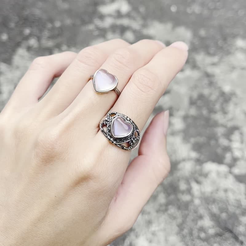 Xiyingyao 925 Silver moonstone natural stone live ring love ring ethnic style retro - General Rings - Crystal Silver