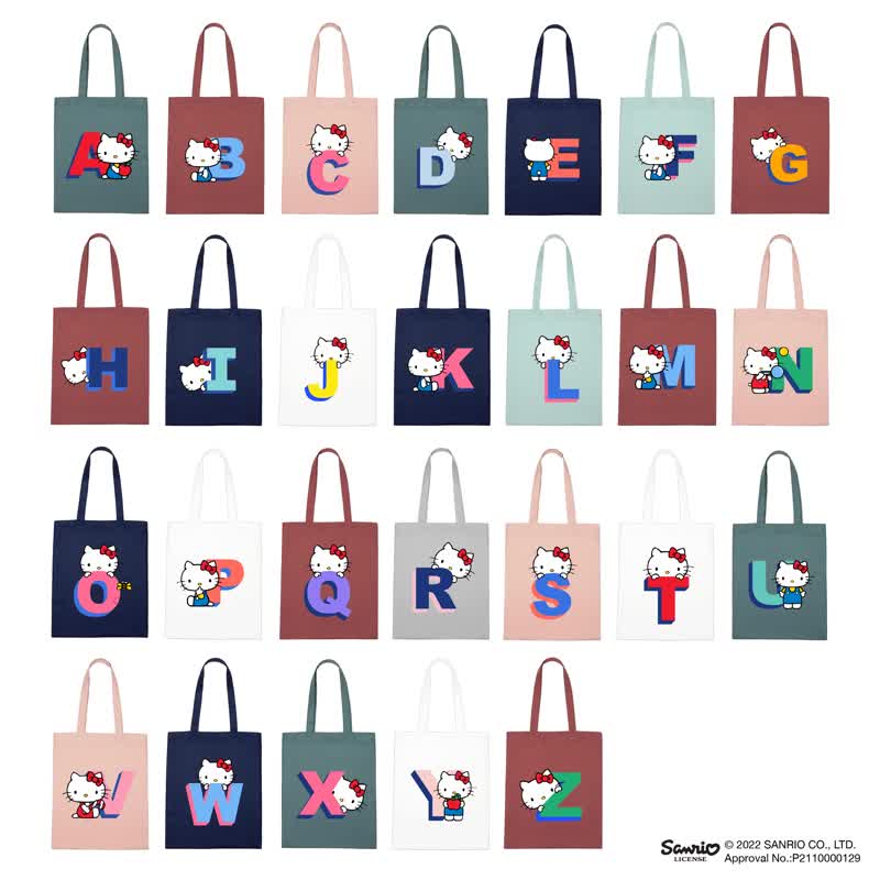 【限定預購】Pinkoi x Hello Kitty * 【客製化】A-Z字母環保袋 - 手提包/手提袋 - 聚酯纖維 
