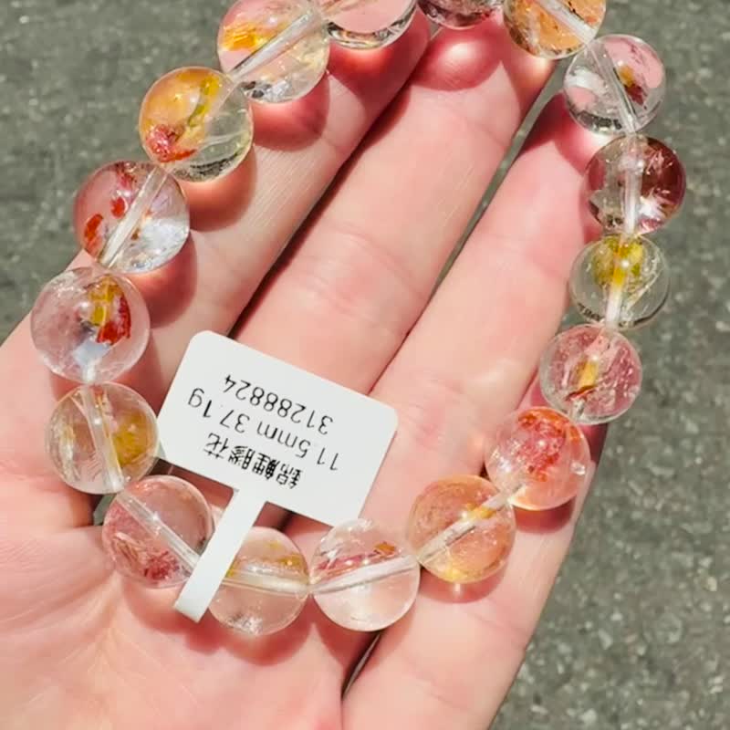 精品錦鯉紅膠花水晶11.5mm37.1g富貴吉祥鎮宅辟邪擋煞淨化催桃花 - 手鍊/手環 - 水晶 多色