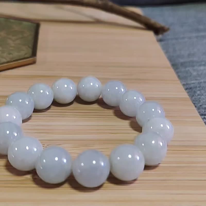 純翠 天然翡翠 13mm+大卡晴底大圓珠手串 - 手鍊/手環 - 玉石 多色