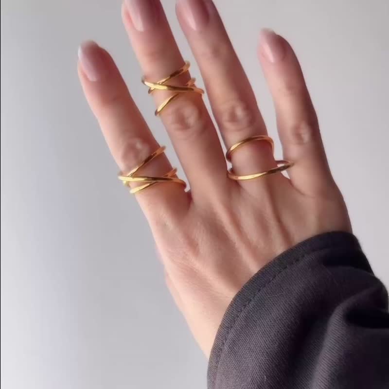 Orbit triple line ring /Interchangeable /着せ替え/silver925/L 惑星 行星 軌道戒指 日本 - 戒指 - 純銀 金色