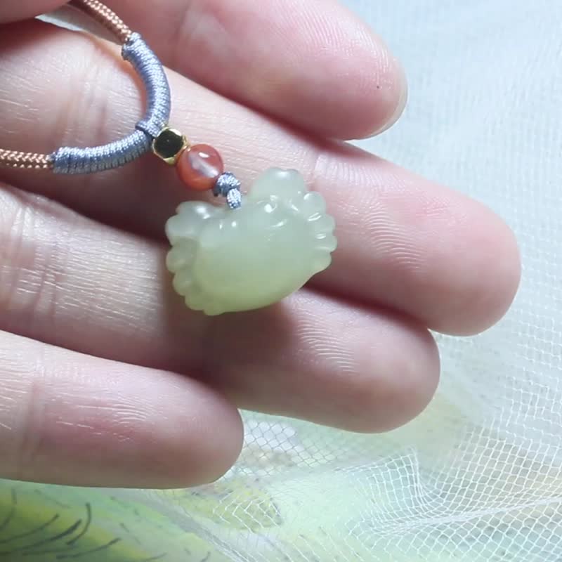 [Crab] Crab pendant/natural agate pendant/jade pendant/meaning good luck and wealth from all directions - สร้อยคอ - หยก สีเขียว