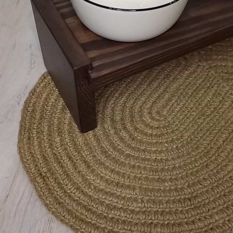 Jute pet rug Bone shape Placemat or scratching  Dog Cat mat stand dog cat feeder - 咕𠱸/飾品訂製 - 環保材質 