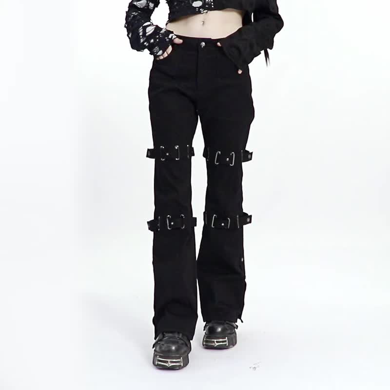 Post-apocalyptic mercenary flares - Women's Pants - Other Materials Black