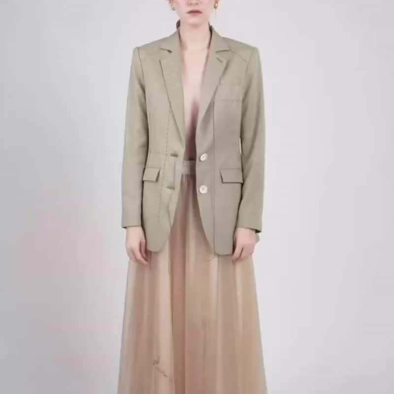 Faith Road Blazer-Green - Women's Blazers & Trench Coats - Wool 