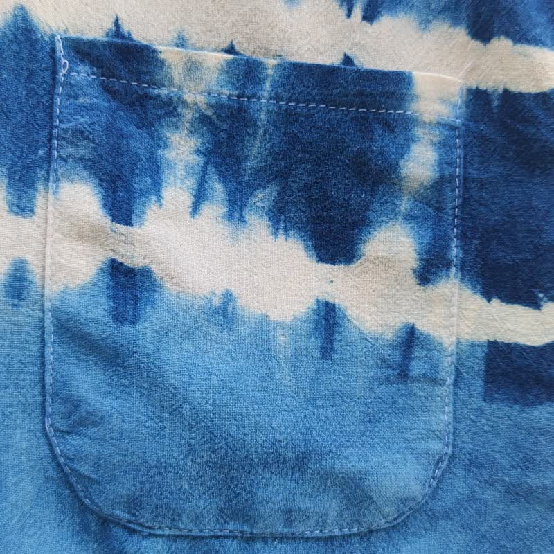 Bowie Sleeveless B -  無袖後背開衩荷葉邊下擺上衣 - 女上衣/長袖上衣 - 棉．麻 藍色