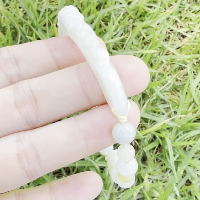 Handmade Jade Bracelet - Soft Cream Rose Bangle - 手鍊/手環 - 玉石 橘色