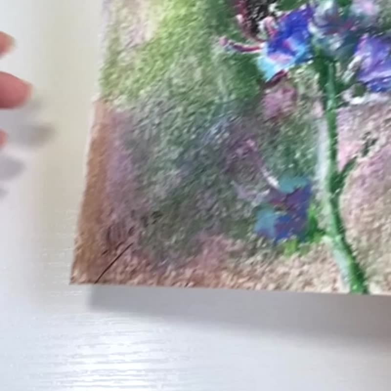 Butterfly on a flower Oil pastel painting Flower painting Landscape mini art - 海報/掛畫/掛布 - 其他材質 多色