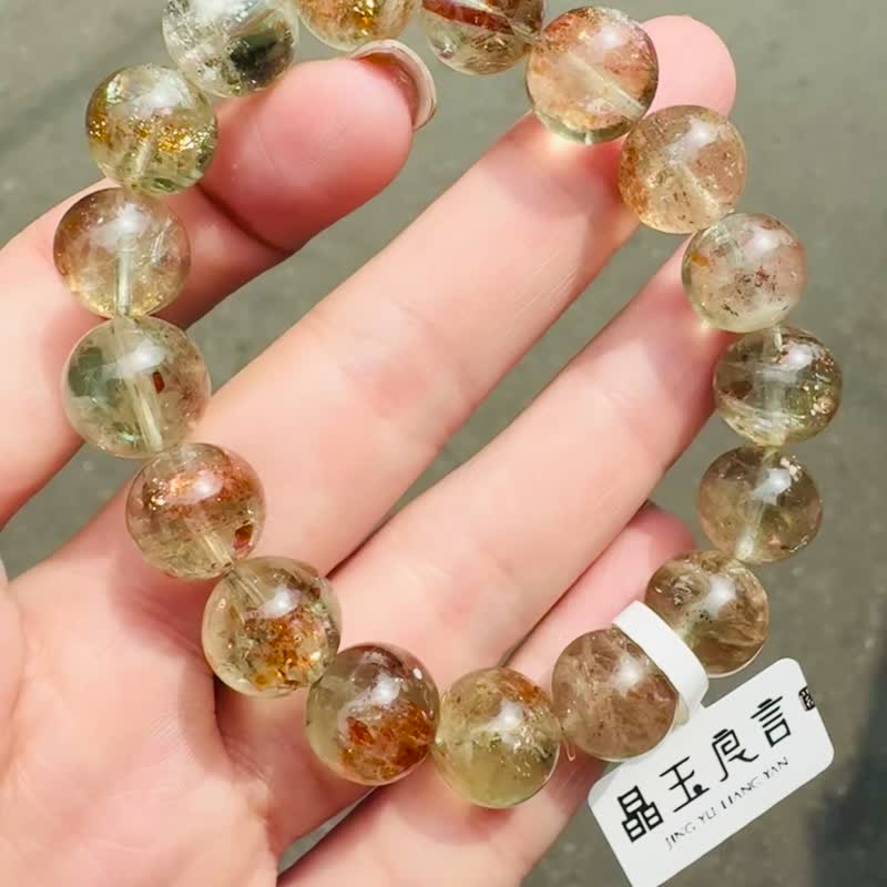 已預訂天然綠底阿魯沙水晶11mm33.78g花瓣赤鐵礦避邪擋災化解憂鬱 - 手鍊/手環 - 水晶 多色