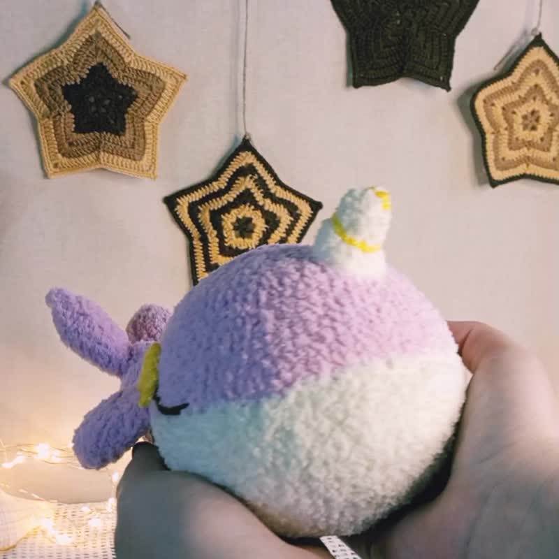 Crochet Stuffed Narwhal Toy Cozy Toy Fully Handmade Gift for Baby Gift for Her - 寶寶/兒童玩具/玩偶 - 聚酯纖維 粉紅色