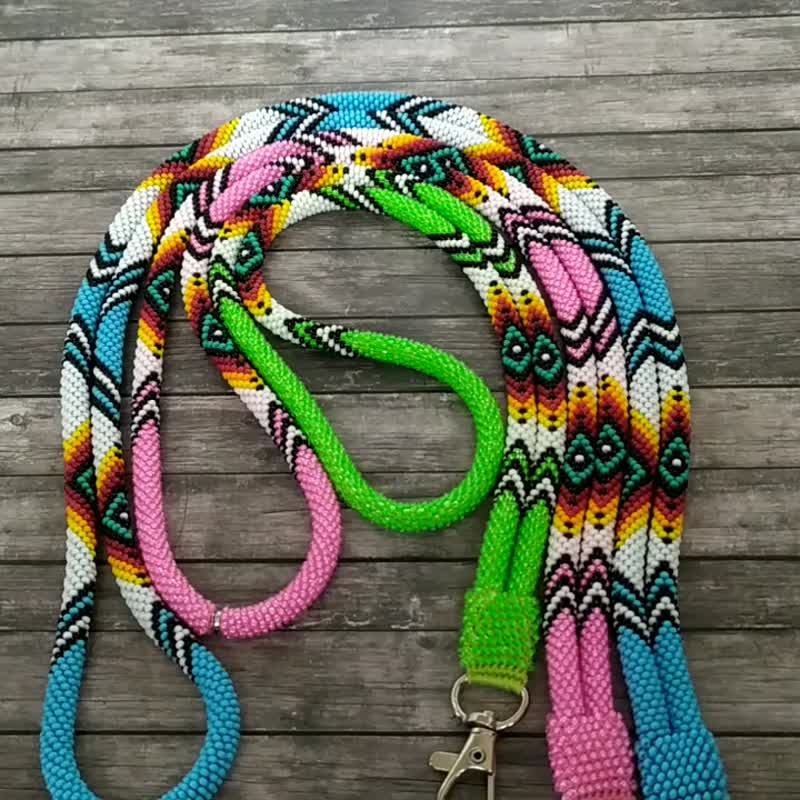 Teacher Gift: Light Blue/Pink/Green Beaded Lanyard with Breakaway Clasp - 手機掛繩/背帶 - 玻璃 