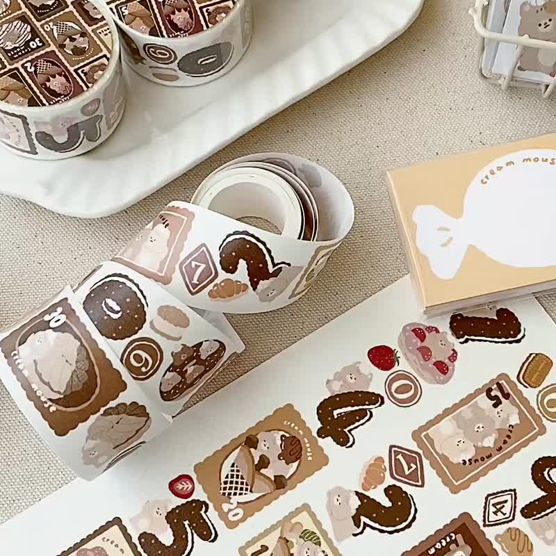 Butter mouse biscuit digital stamp 3 cm special ink and paper tape with release paper - มาสกิ้งเทป - กระดาษ หลากหลายสี