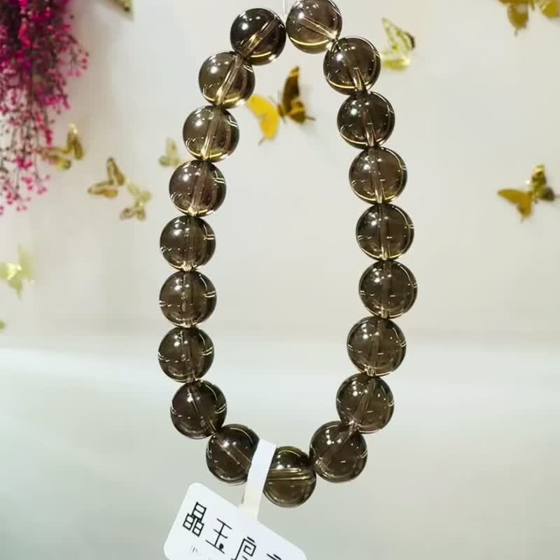 玻璃體透最高級別茶晶水晶10mm26.64g氣場情緒穩定提供分析力增強 - 手鍊/手環 - 水晶 咖啡色