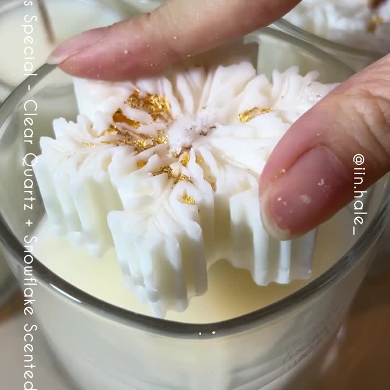 \ CHRISTMAS/ 雪花形狀 | 白水晶塊 | 200g 大豆香薰蠟燭 - 香氛蠟燭/燭台 - 蠟 白色
