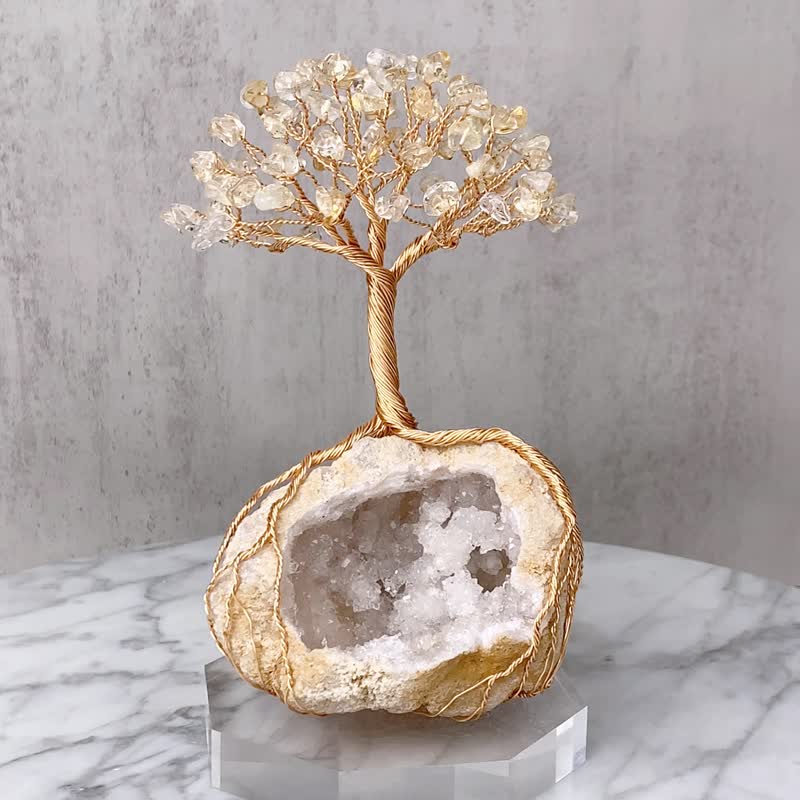 Cornucopia Crystal Tree // Collectible large size // Citrine White Geode // Lucky and prosperous - Items for Display - Crystal Gold