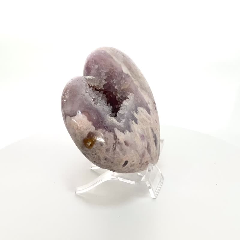 Morandi Color Agate Crystal Heart 470378 - Items for Display - Crystal Pink