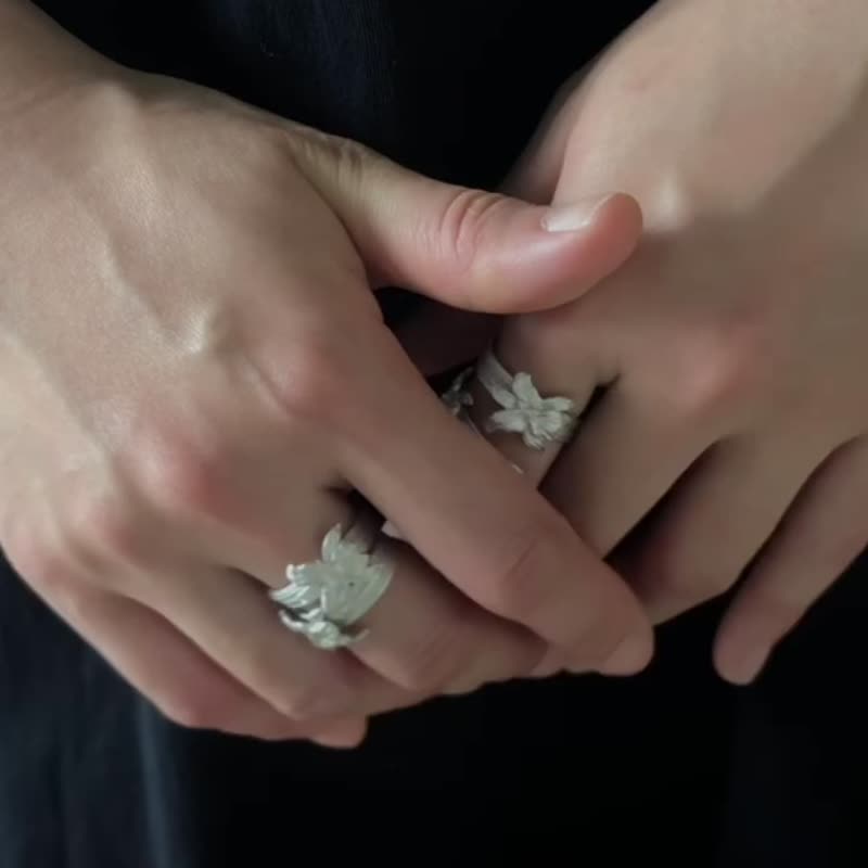 Mell Twin Flower 925 Sterling Silver Ring - แหวนทั่วไป - เงินแท้ สีเงิน