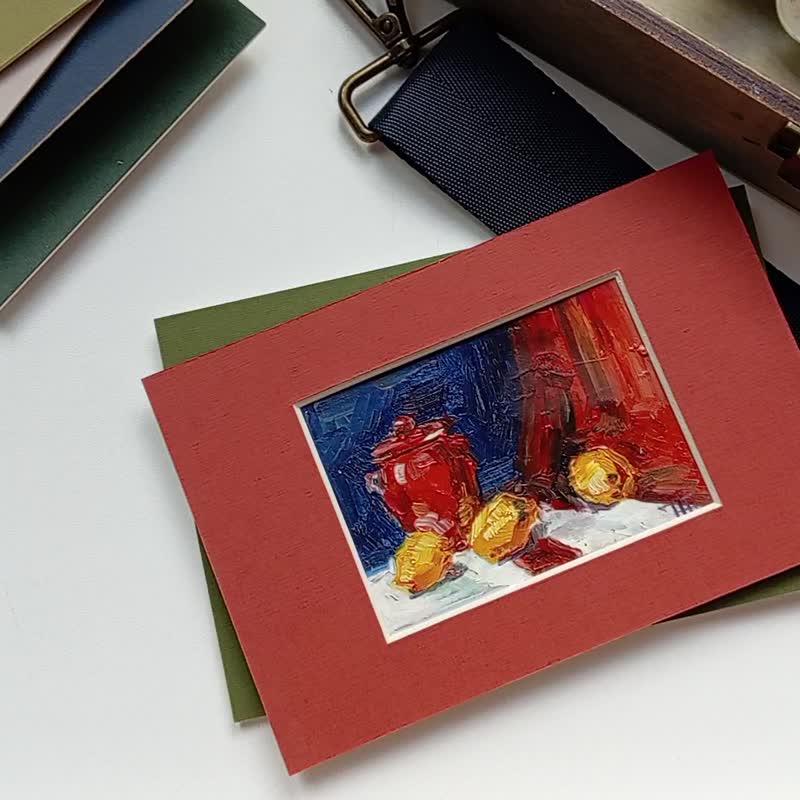ACEO Original Art Oil Painting Still life. Collectible Miniature 2.5x3.5 inch - 壁貼/牆壁裝飾 - 紙 多色